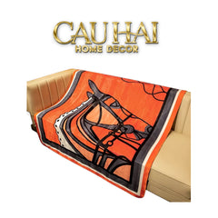 Chăn Blanket Velvet Équestre Silhouette Tangerine 150x150-Chăn Blanket-CẬU HAI HOME DECOR