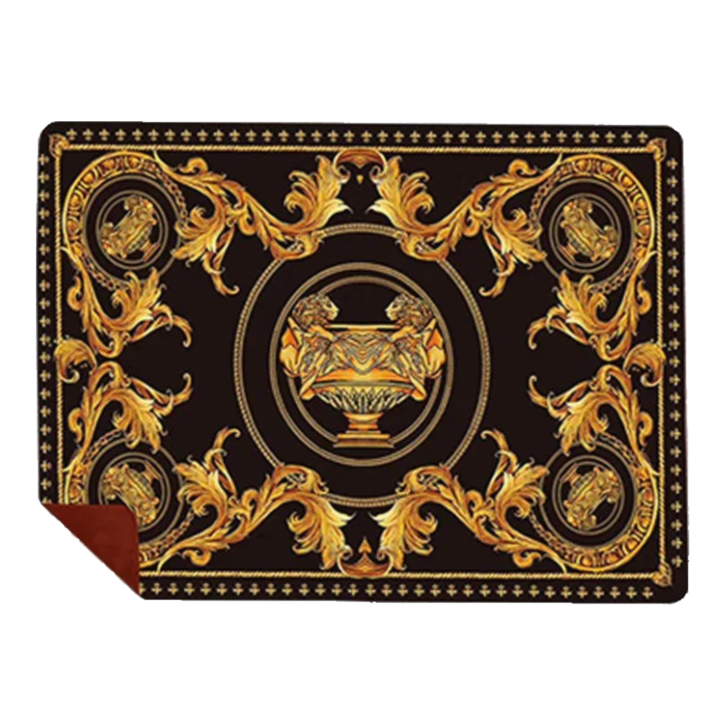 Chăn Nhung Cao Cấp Virtus Gala Black Barocco Frame - Luxury Velvet Blanket 150X200.