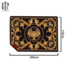 Chăn Nhung Cao Cấp Virtus Gala Black Barocco Frame - Luxury Velvet Blanket 150X200.-CHĂN SOFA-CẬU HAI HOME DECOR