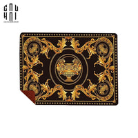 Chăn Nhung Cao Cấp Virtus Gala Black Barocco Frame - Luxury Velvet Blanket 150X200.-CHĂN SOFA-CẬU HAI HOME DECOR