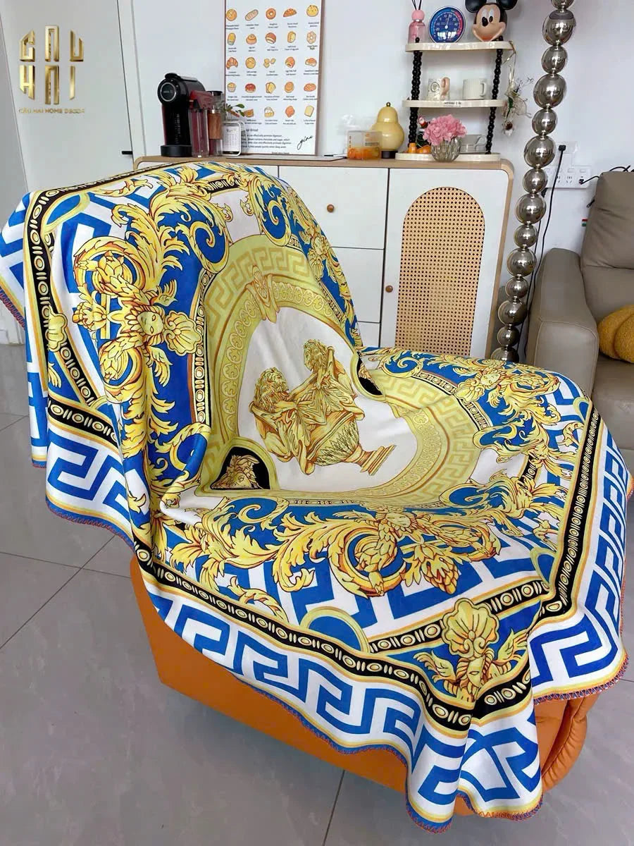 Chăn Sofa Cao Cấp Gold Line Barocco Velvet Blanket 150.-CẬU HAI HOME DECOR