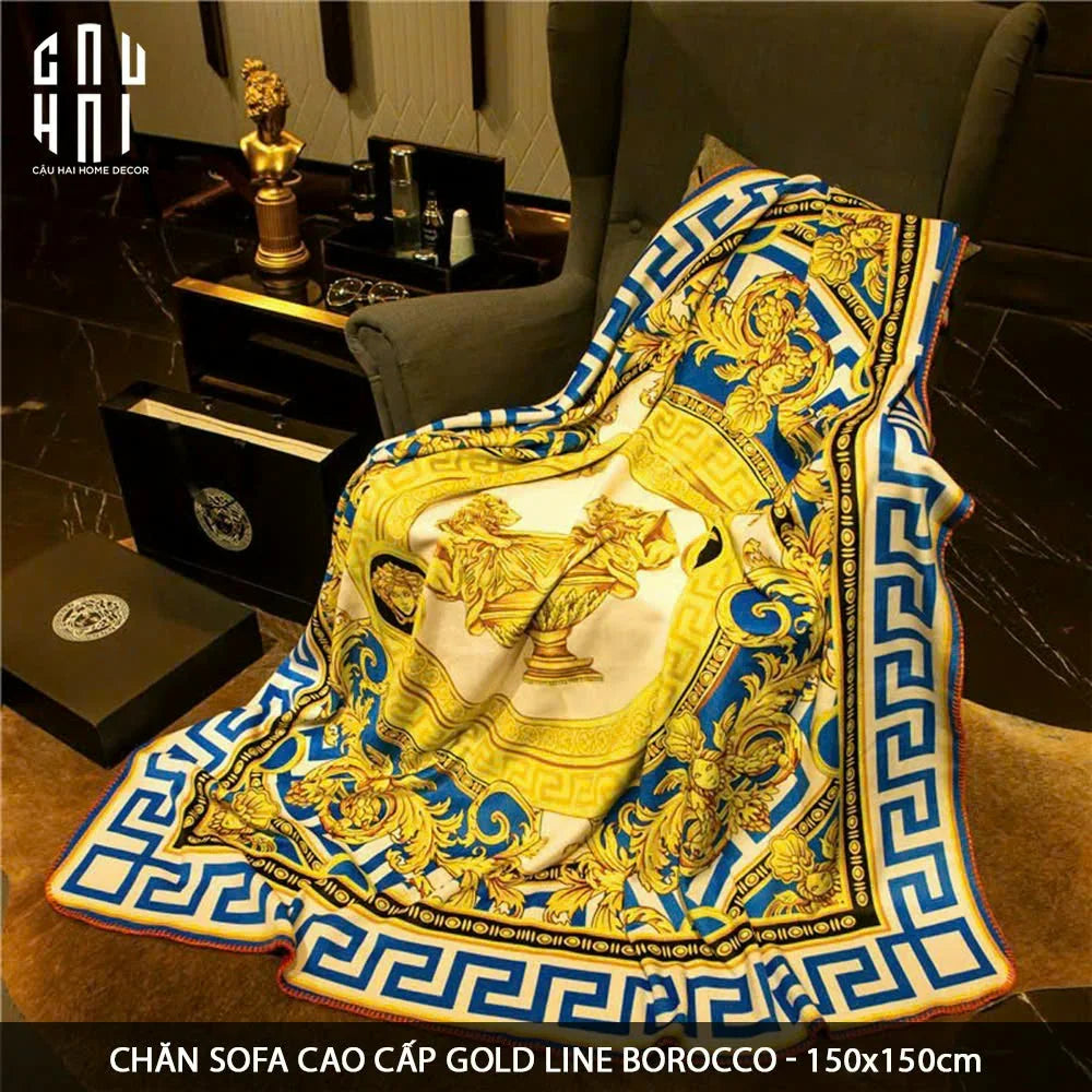 Chăn Sofa Cao Cấp Gold Line Barocco Velvet Blanket 150x150-CHĂN SOFA-CẬU HAI HOME DECOR