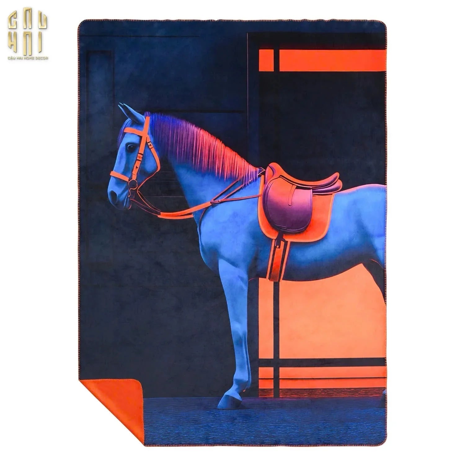 Chăn Sofa Nhung Hà Lan Marine Stallion Royale Bleu Velvet Blanket - 150X150-CHĂN SOFA-CẬU HAI HOME DECOR