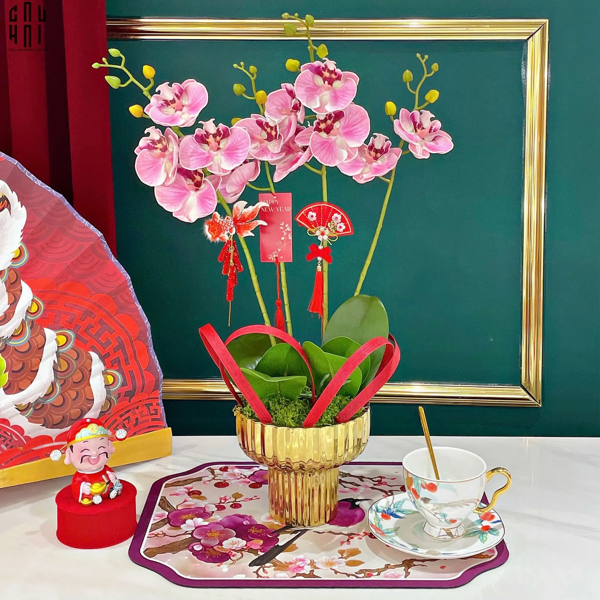 Chậu Hoa Lan Hồ Điệp - Phấn Sắc-BÌNH HOA-CẬU HAI HOME DECOR