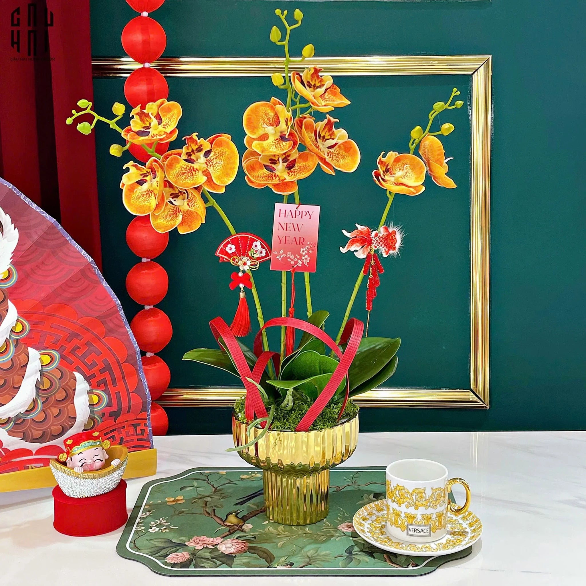 Chậu Hoa Lan Hồ Điệp - Quất Sắc-BÌNH HOA-CẬU HAI HOME DECOR