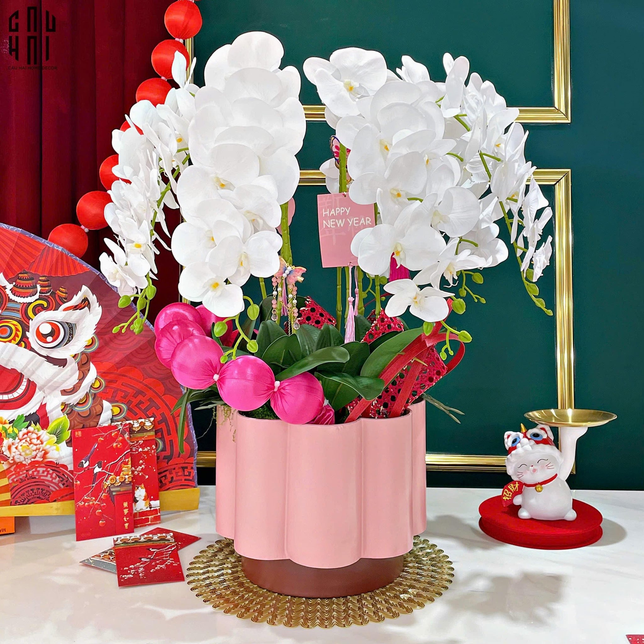 Chậu Hoa Lan Hồ Điệp - Tuyết Bạch-BÌNH HOA-CẬU HAI HOME DECOR