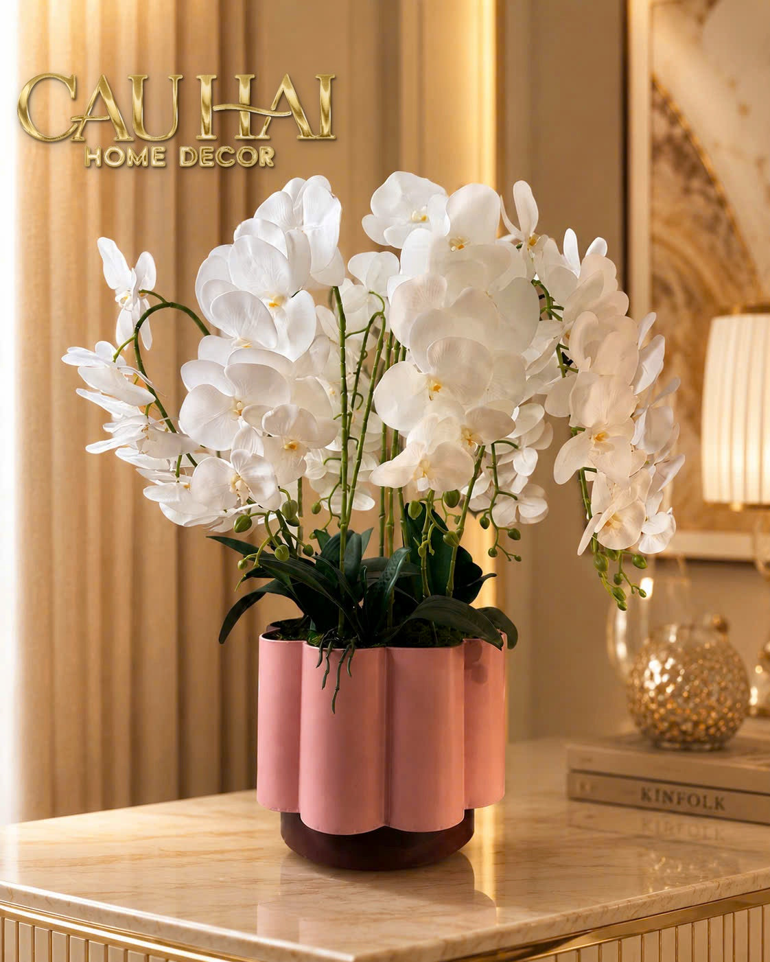 Chậu Lan Hồ Điệp Blanc Impérial H70-BÌNH HOA-CẬU HAI HOME DECOR-CẬU HAI HOME DECOR