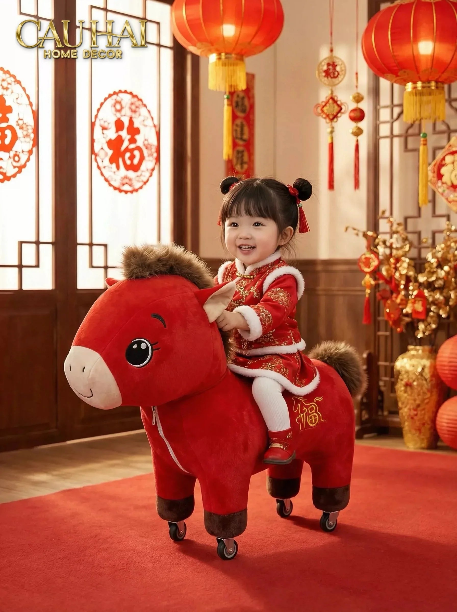 Cheval Enfant Couture – Ngựa Cưỡi Đồ Chơi Nhồi Bông Bọc Nhung Cao Cấp 58x68-ĐỒ CHƠI & THÚ BÔNG-CẬU HAI HOME DECOR