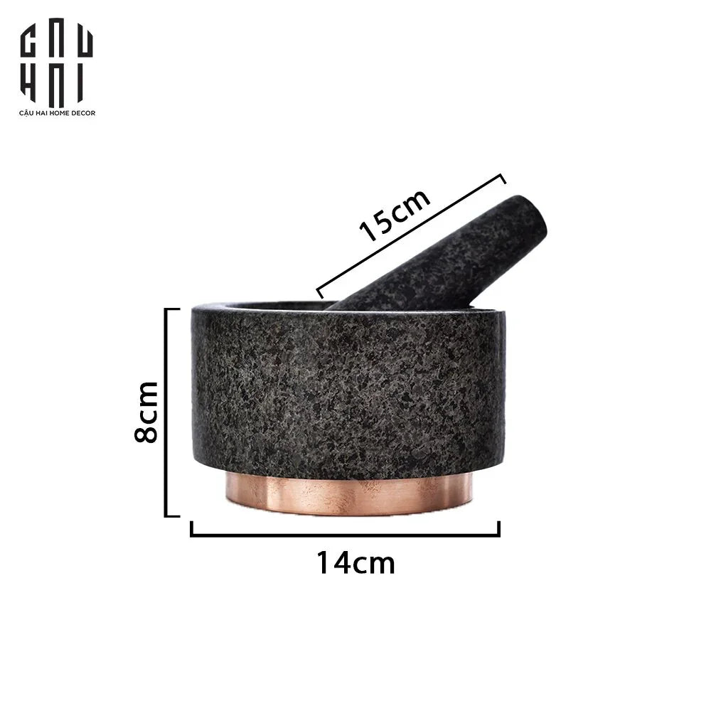 Cối Đá Black Marble Stone Ss25 14x8-PHỤ KIỆN BẾP-CẬU HAI HOME DECOR