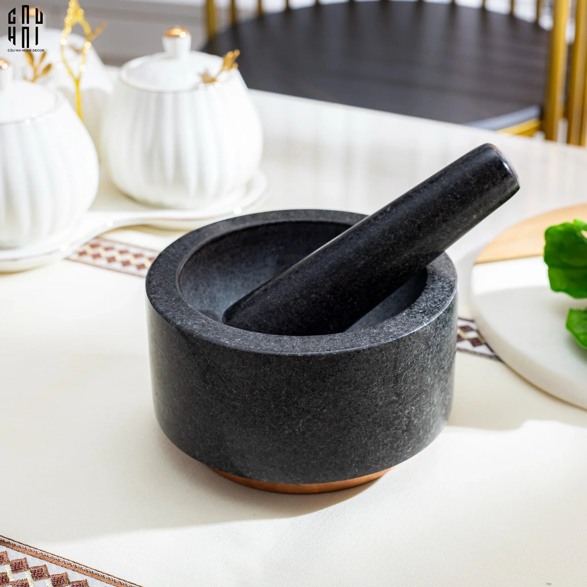 Cối Đá Black Marble Stone Ss25 14x8-PHỤ KIỆN BẾP-CẬU HAI HOME DECOR