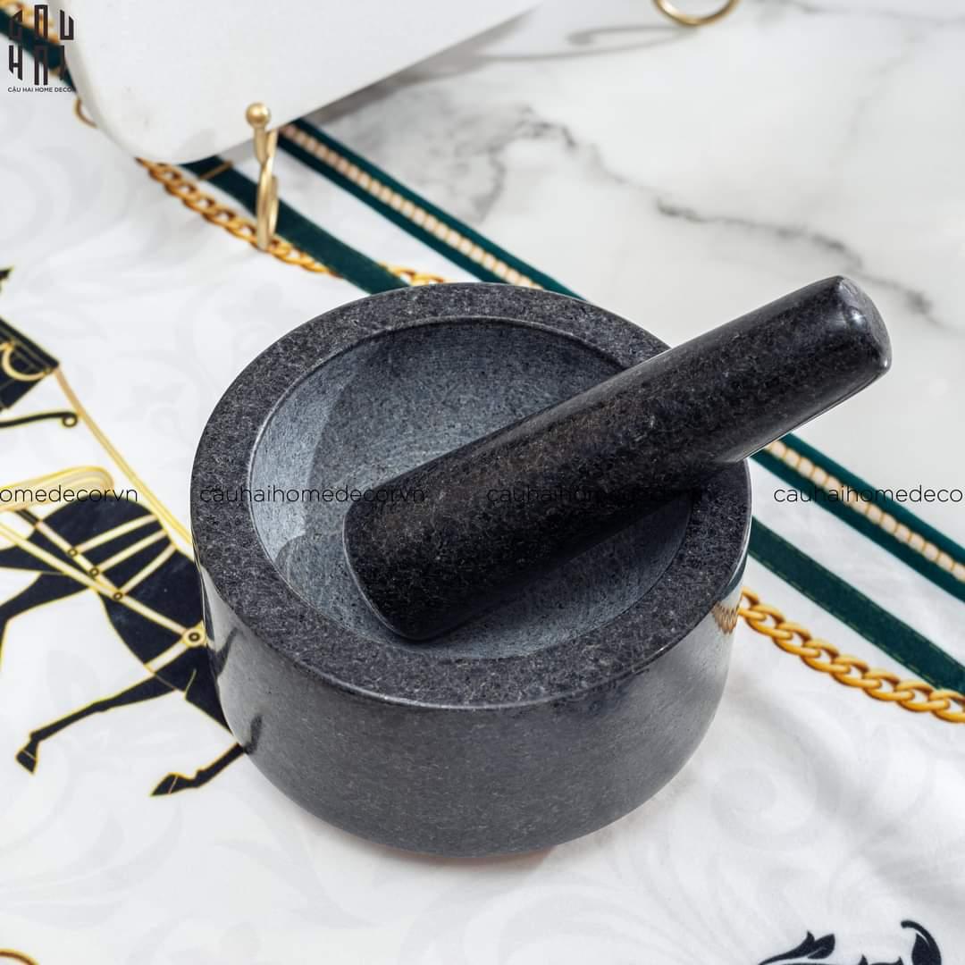 Cối Đá Black Marble Stone Ss25-CẬU HAI HOME DECOR