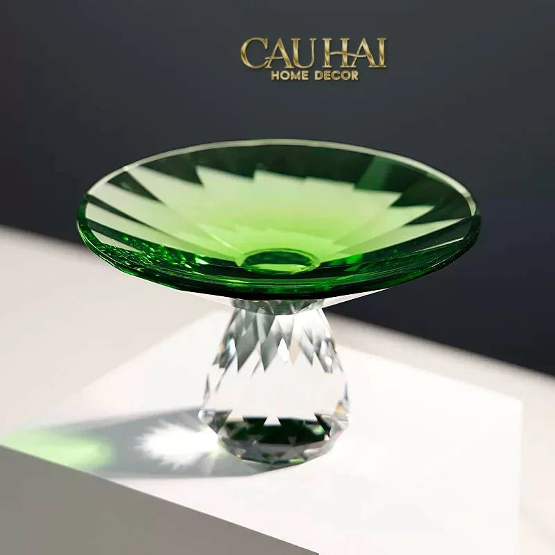 Critalleries Couture - Đĩa Trái Cây Pha Lê Emerald Vert Malachite Fruit Plates 9.5x15-SET CHÉN DĨA-CẬU HAI HOME DECOR