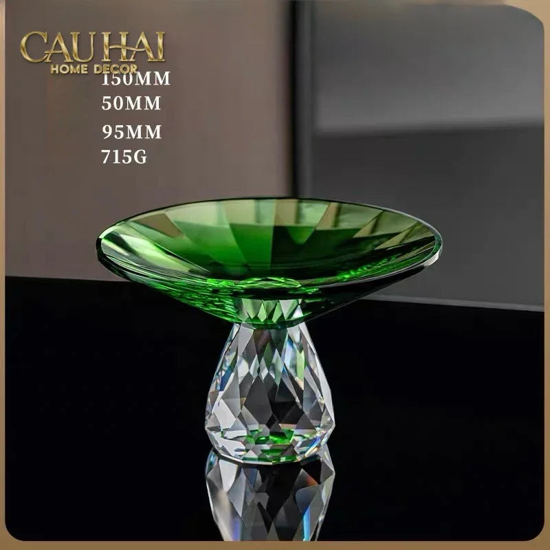 Critalleries Couture - Đĩa Trái Cây Pha Lê Emerald Vert Malachite Fruit Plates 9.5x15-SET CHÉN DĨA-CẬU HAI HOME DECOR