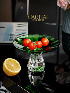 Critalleries Couture - Đĩa Trái Cây Pha Lê Emerald Vert Malachite Fruit Plates 9.5x15-SET CHÉN DĨA-CẬU HAI HOME DECOR