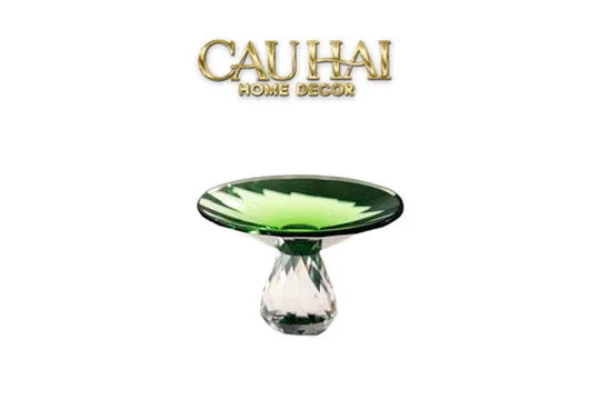 Critalleries Couture - Đĩa Trái Cây Pha Lê Emerald Vert Malachite Fruit Plates 9.5x15-SET CHÉN DĨA-CẬU HAI HOME DECOR