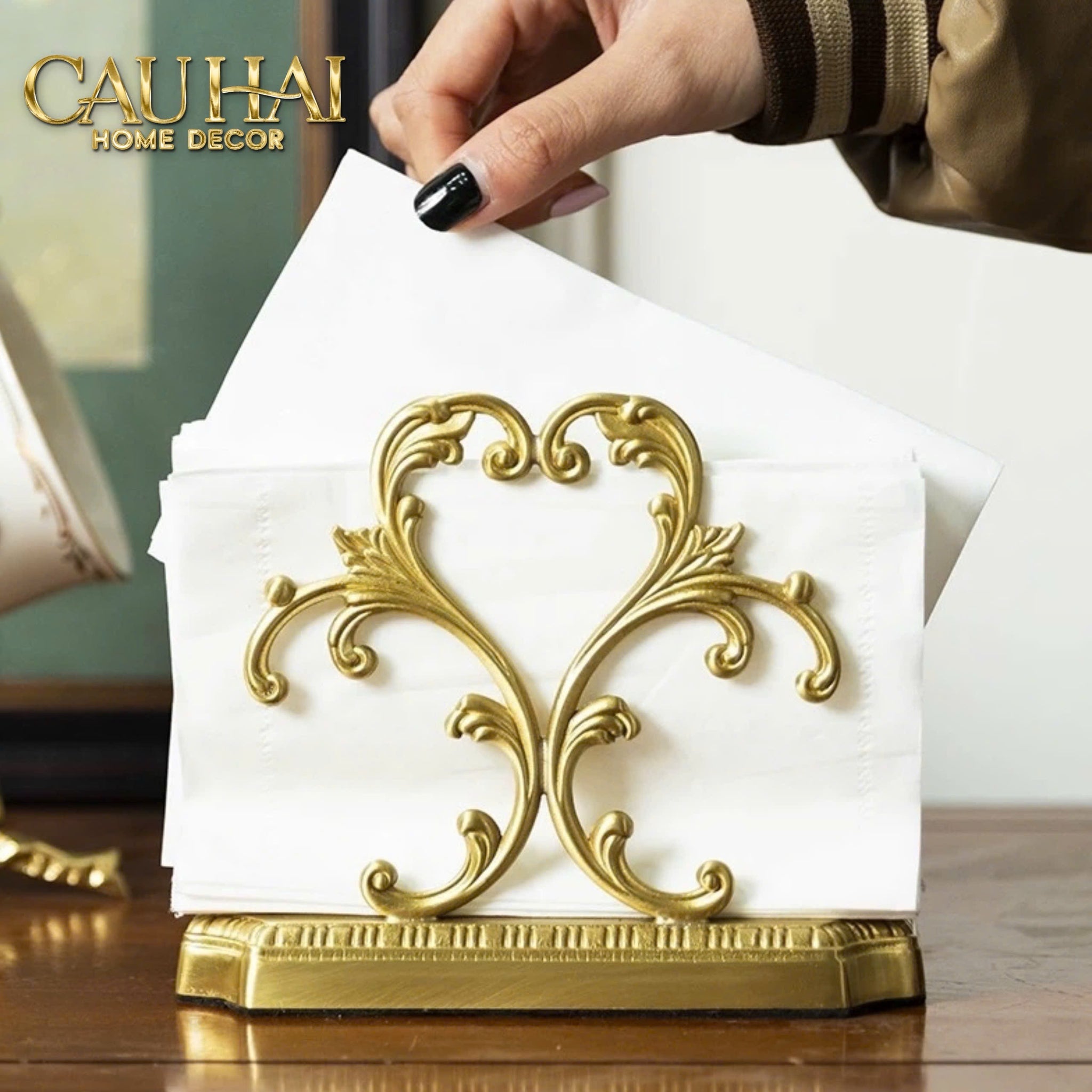 Đế Khăn Giấy Mạ Đồng Brasson Barocco Tissue Holder-HỘP KHĂN GIẤY-CẬU HAI HOME DECOR