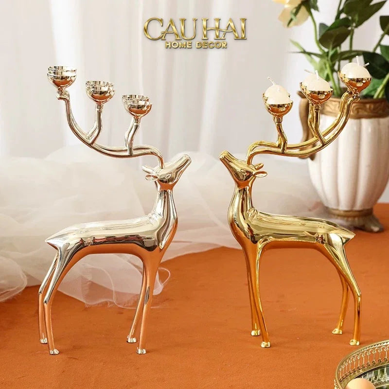 Đế Nến Hươu Lumière Du Cerf – Gilded Candle Holder Antler-ĐÈN TRANG TRÍ-CẬU HAI HOME DECOR