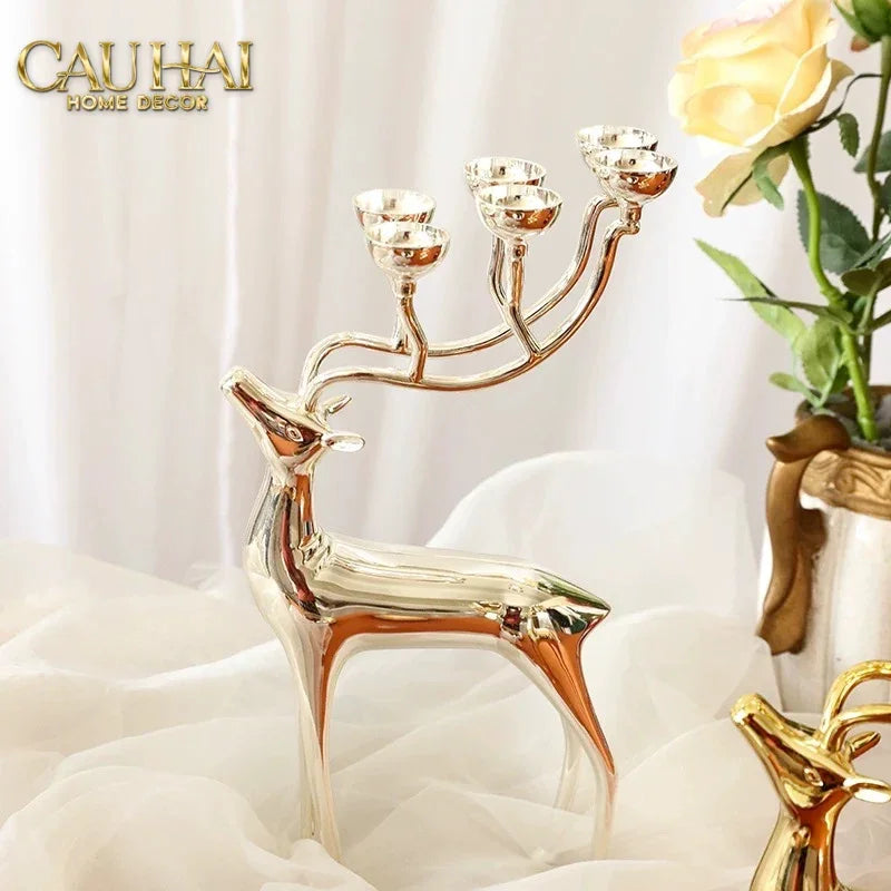 Đế Nến Hươu Lumière Du Cerf – Gilded Candle Holder Antler-ĐÈN TRANG TRÍ-CẬU HAI HOME DECOR
