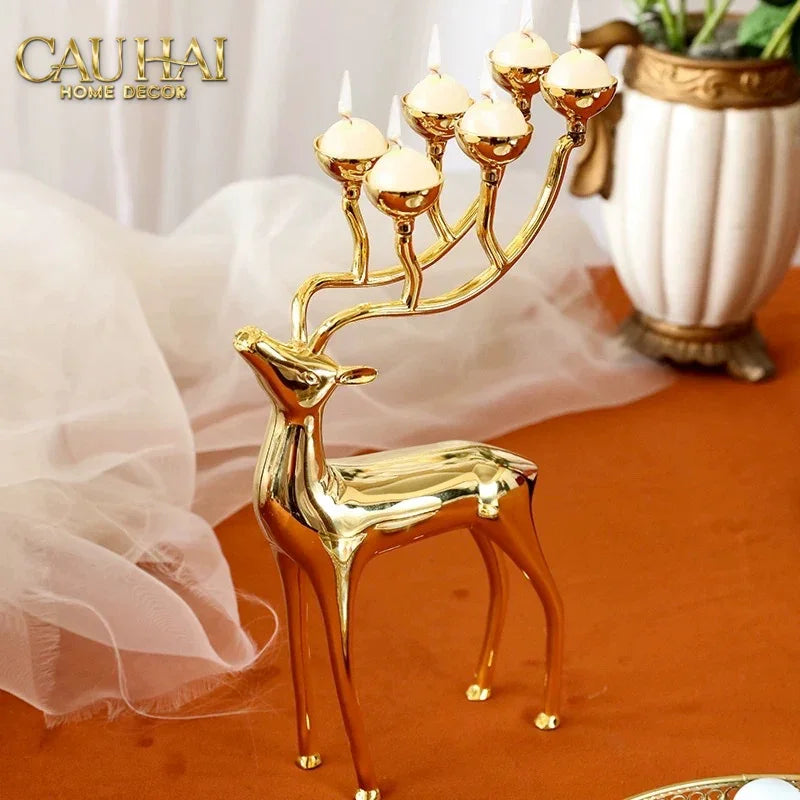 Đế Nến Hươu Lumière Du Cerf – Gilded Candle Holder Antler-ĐÈN TRANG TRÍ-CẬU HAI HOME DECOR