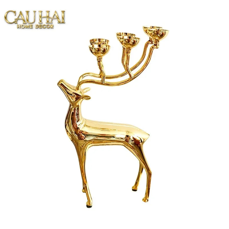 Đế Nến Hươu Lumière Du Cerf – Gilded Candle Holder Antler-CẬU HAI HOME DECOR