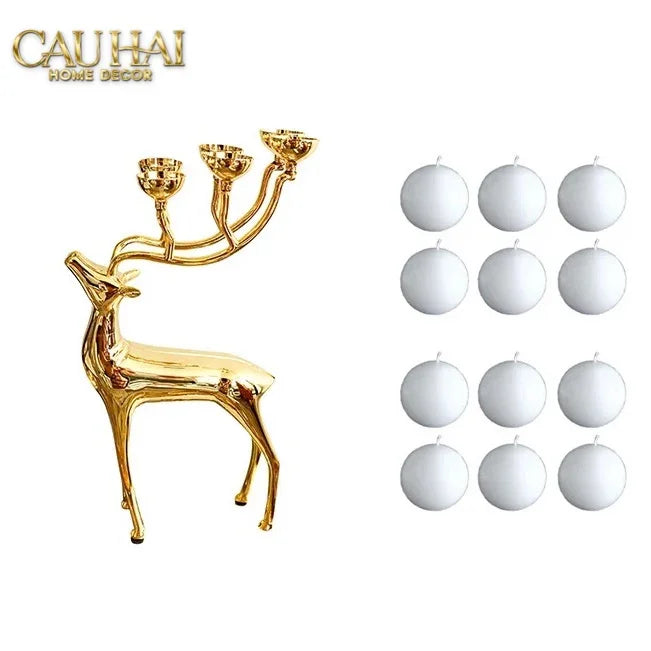 Đế Nến Hươu Lumière Du Cerf – Gilded Candle Holder Antler-CẬU HAI HOME DECOR