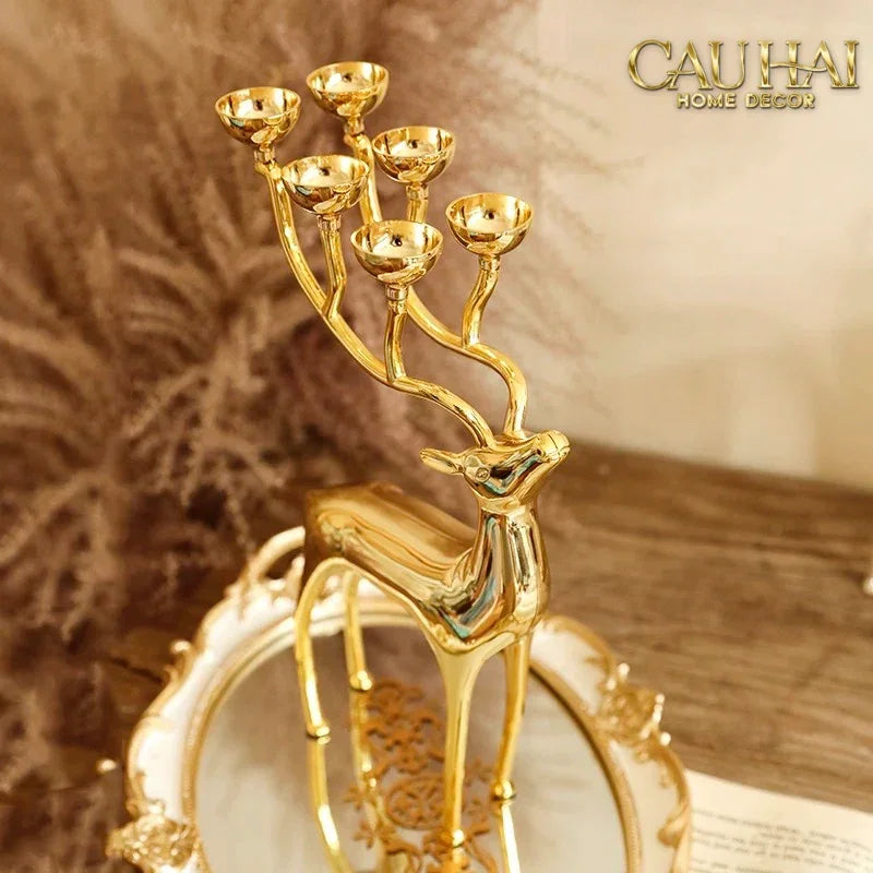 Đế Nến Hươu Lumière Du Cerf – Gilded Candle Holder Antler-CẬU HAI HOME DECOR