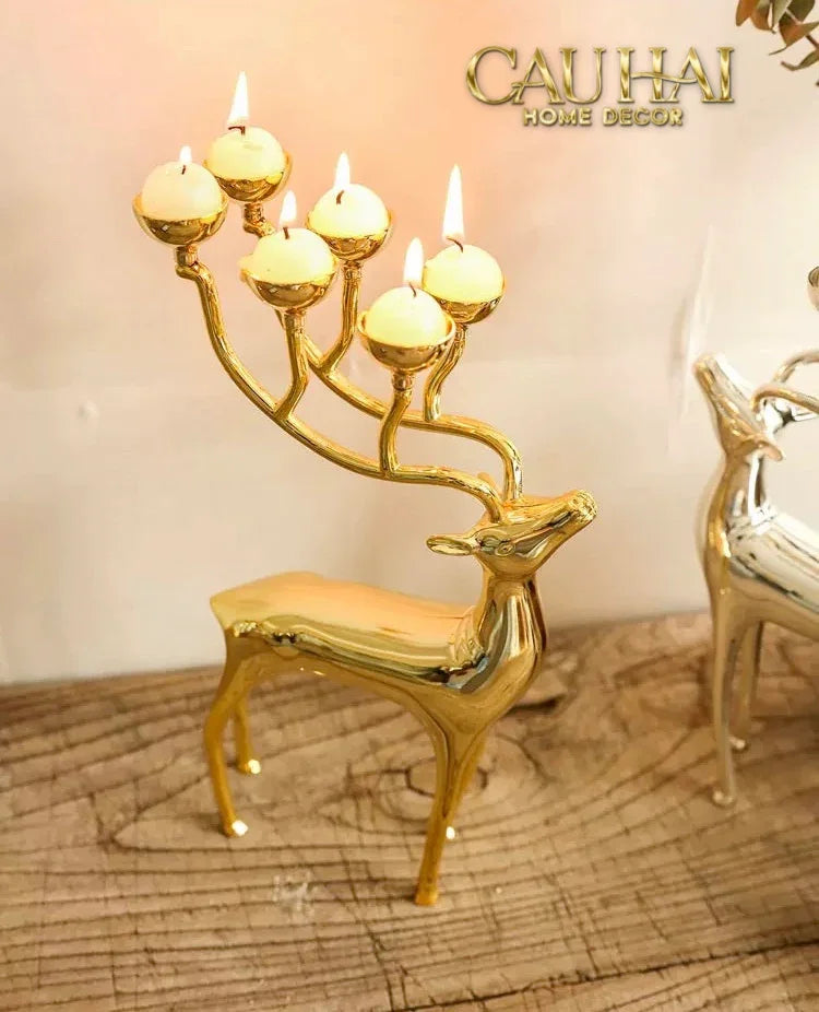 Đế Nến Hươu Lumière Du Cerf – Gilded Candle Holder Antler-CẬU HAI HOME DECOR