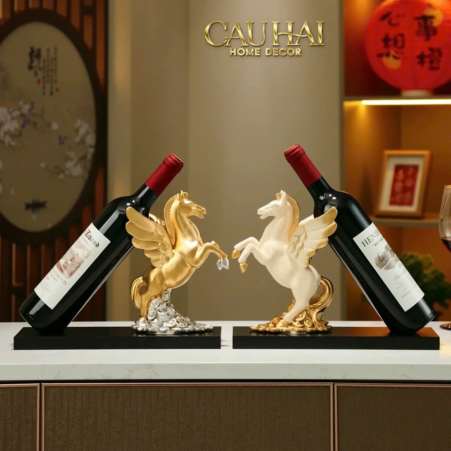 Đế Rượu Aurum Pegasus Floating Cloud Wine Holder-BÌNH RƯỢU-CẬU HAI HOME DECOR