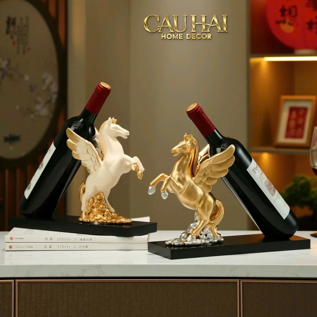Đế Rượu Aurum Pegasus Floating Cloud Wine Holder-BÌNH RƯỢU-Đối tác tại Trung Quốc theo từng đơn đặt hàng-CẬU HAI HOME DECOR