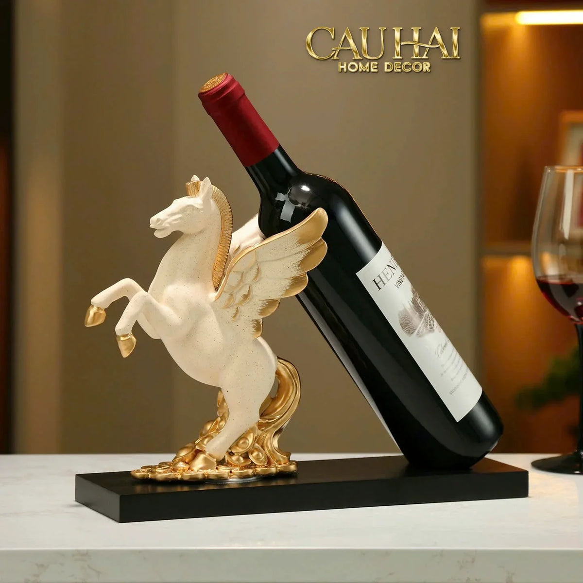 Đế Rượu Aurum Pegasus Floating Cloud Wine Holder-BÌNH RƯỢU-Đối tác tại Trung Quốc theo từng đơn đặt hàng-CẬU HAI HOME DECOR