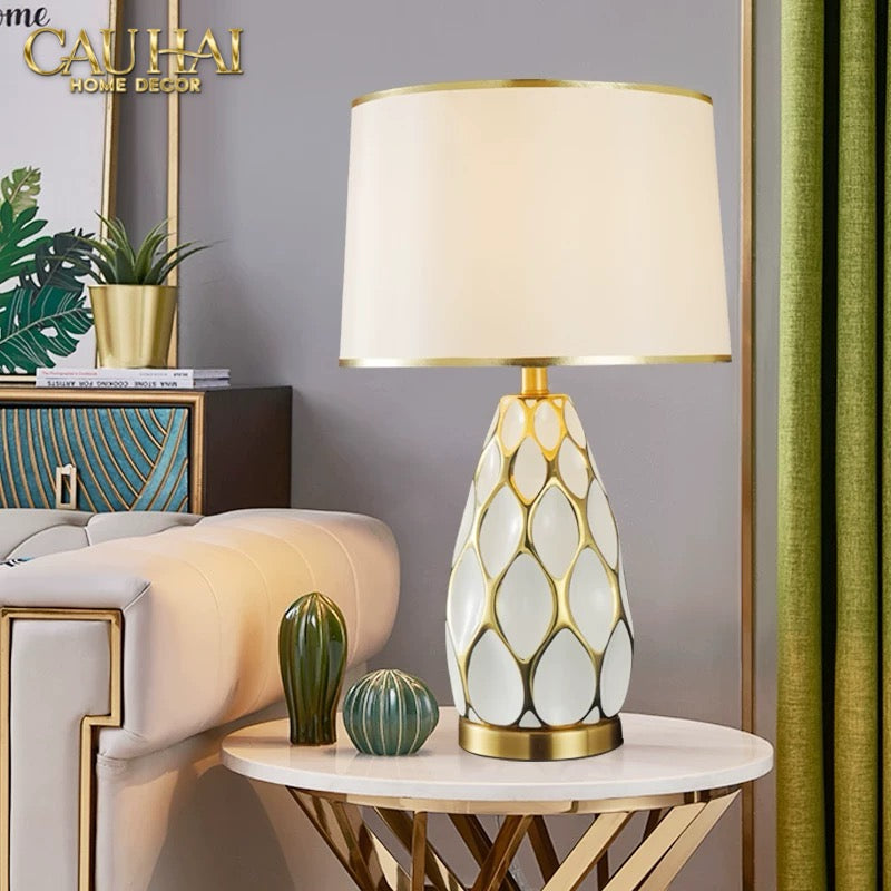 Đèn Bàn Martha - Martha Porcelain Side Table Lamp-ĐÈN BÀN-CẬU HAI HOME DECOR