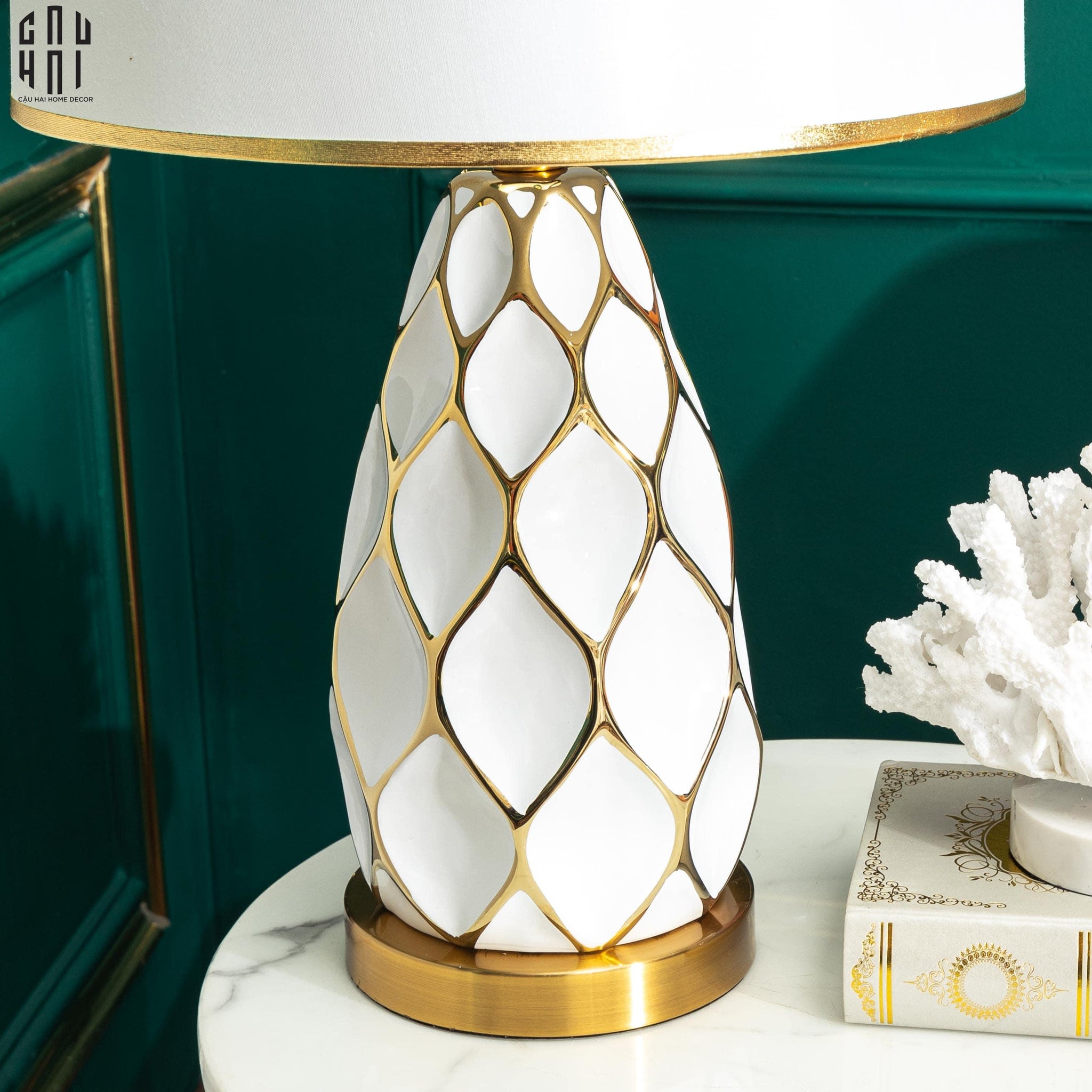 Đèn Bàn Martha - Martha Porcelain Side Table Lamp-ĐÈN BÀN-CẬU HAI HOME DECOR