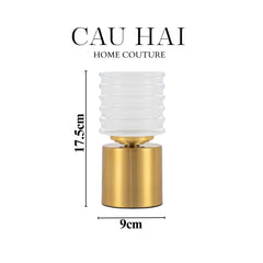 Đèn Bàn Thuỷ Tinh Pin Sạc 3 Chế Độ Aurora Lantern Table Lamp 9x17.5-CẬU HAI HOME DECOR