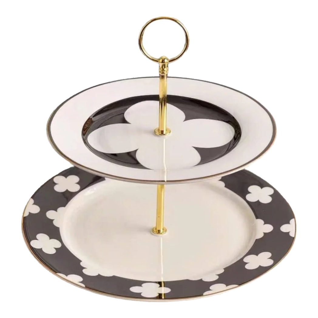 Maison Couture -  Đĩa 2 Tầng Château  Étagère Clover Signature – L’Atelier Rayé Deux Niveaux