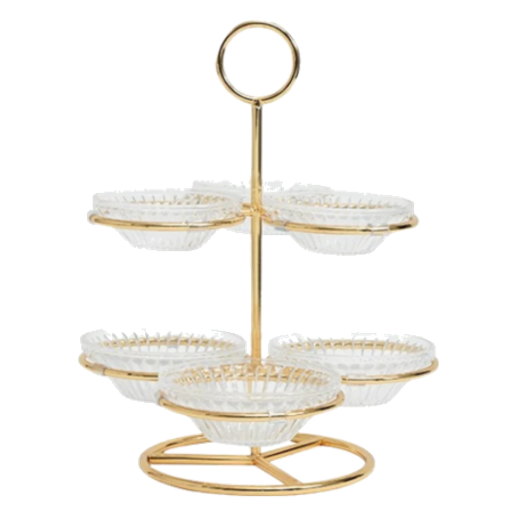 Đĩa Bánh 2 Tầng 6 Ngăn Cristalleries Le Couronne D'Or 33*28