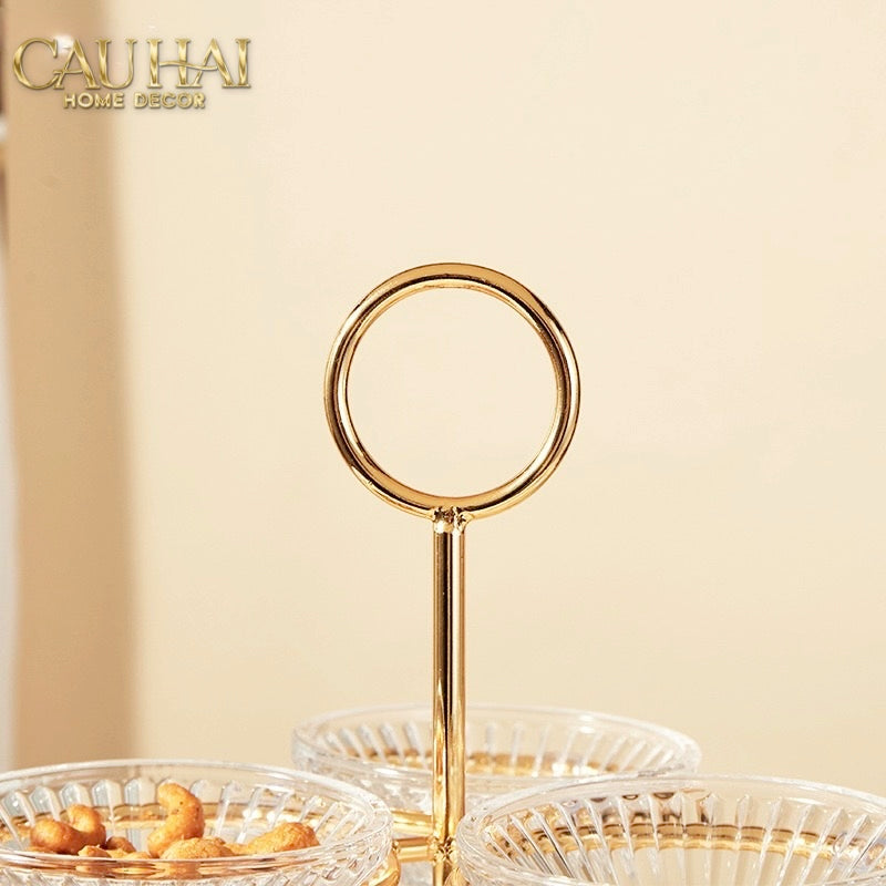Đĩa Bánh 2 Tầng 6 Ngăn Cristalleries Le Couronne D'Or 33*28-Đĩa bánh tầng-CẬU HAI HOME DECOR-CẬU HAI HOME DECOR