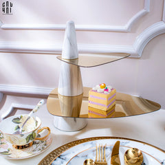Đĩa Bánh 2 Tầng Marble Maxim Étagère Deux Niveaux H32-SET CHÉN DĨA-CẬU HAI HOME DECOR