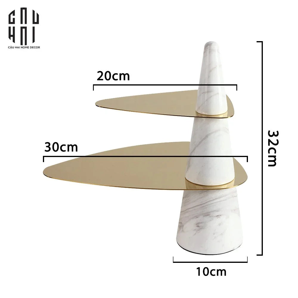 Đĩa Bánh 2 Tầng Marble Maxim Étagère Deux Niveaux H32-SET CHÉN DĨA-CẬU HAI HOME DECOR