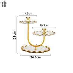 Đĩa Bánh 3 Tầng Ceramic Golden Lines Teddy Bears Ss25-SET CHÉN DĨA-CẬU HAI HOME DECOR