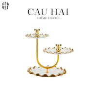 Đĩa Bánh 3 Tầng Ceramic Golden Lines Teddy Bears Ss25-SET CHÉN DĨA-CẬU HAI HOME DECOR