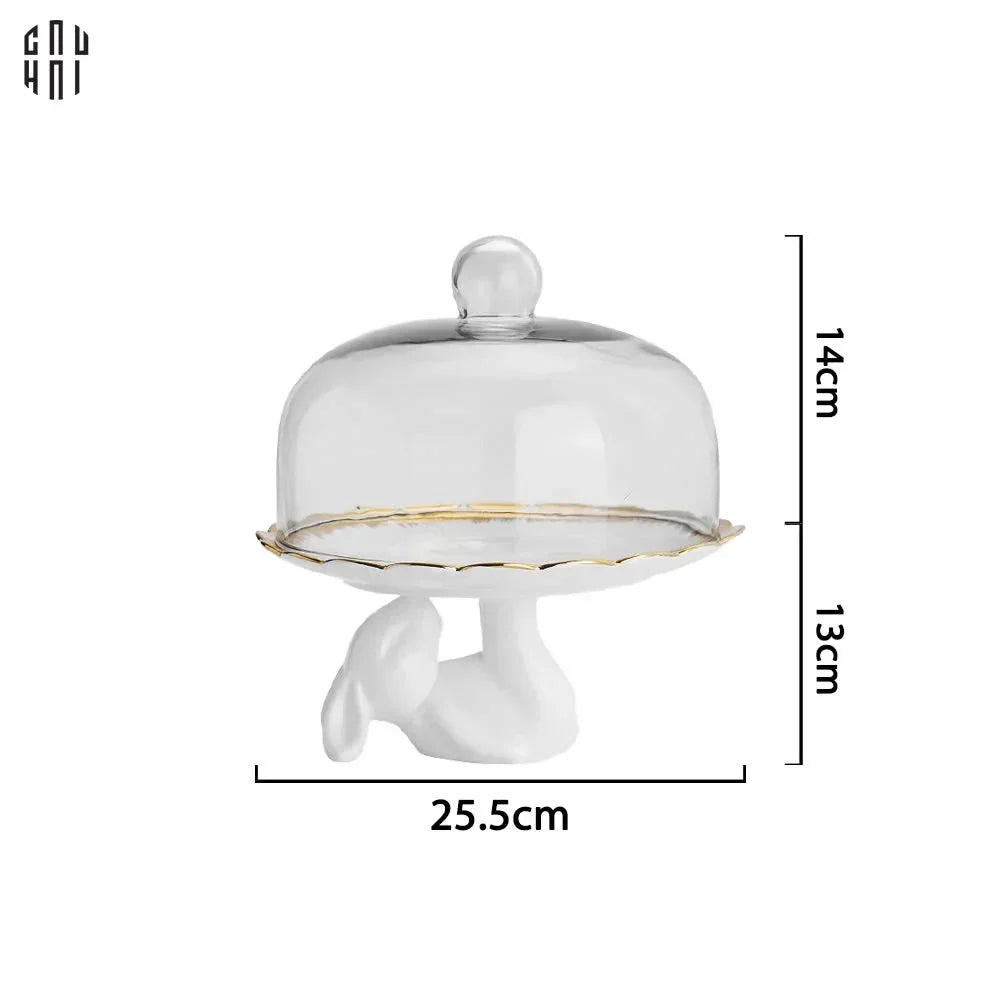 Đĩa Bánh Cloche Lapin Céramique Plateau-CẬU HAI HOME DECOR