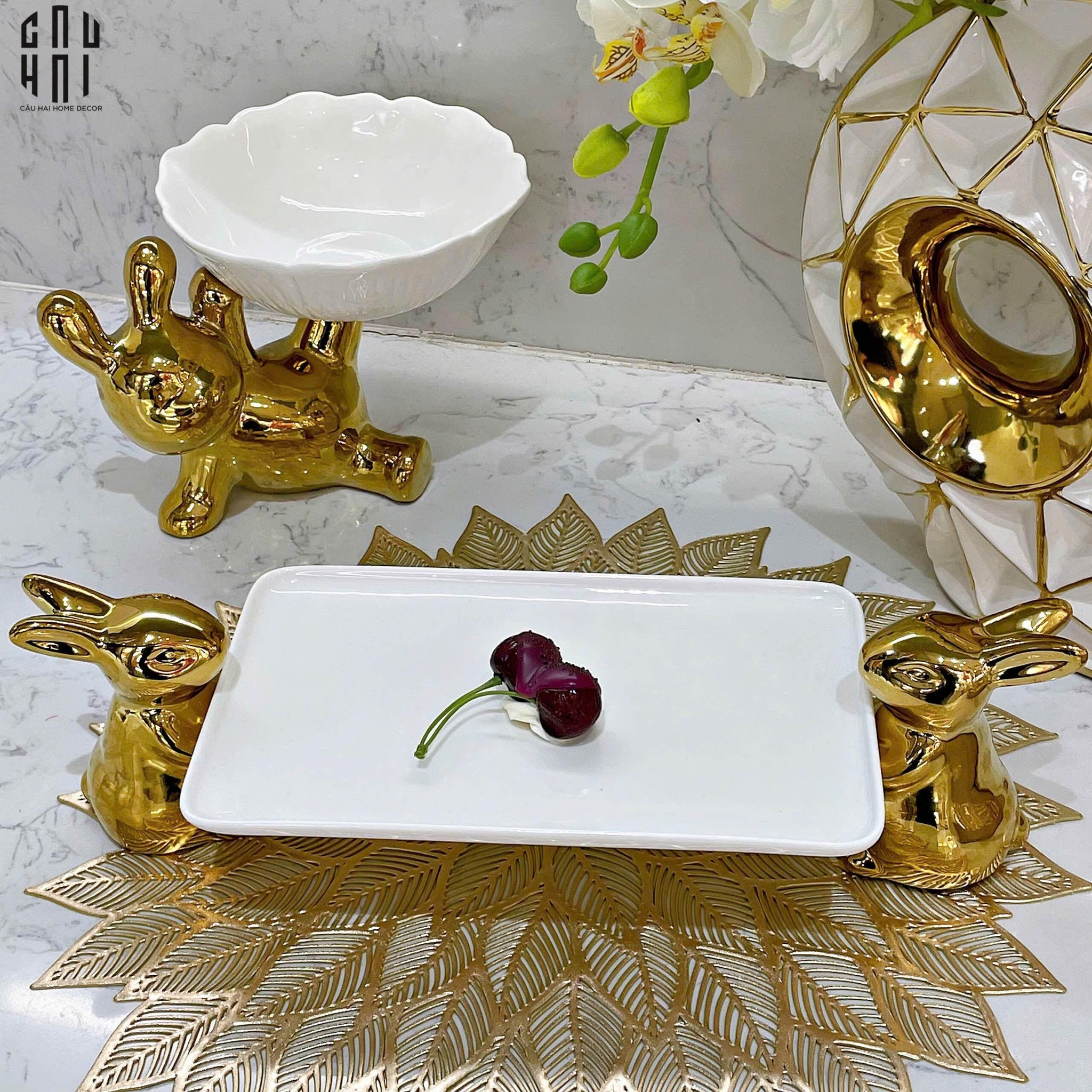 Đĩa Dessert Les Petits Lapins Portants-SET CHÉN DĨA-CẬU HAI HOME DECOR