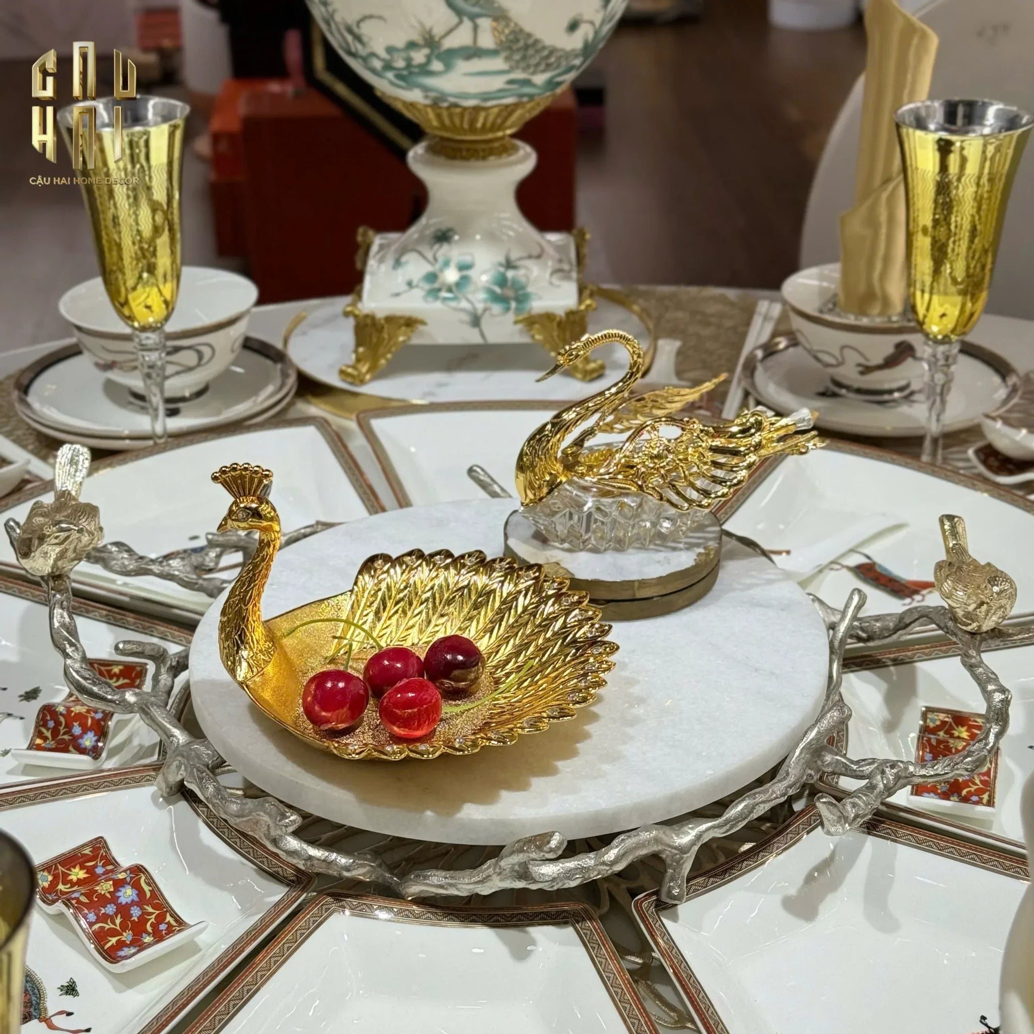 Đĩa Khổng Tước Persian Plume Of Legacy-SET CHÉN DĨA-CẬU HAI HOME DECOR