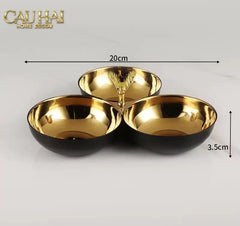 Đĩa Trái Cây 3 Ngăn Phantom Triptyque Golden Serving Trays Centerpiece-SET CHÉN DĨA-CẬU HAI HOME DECOR