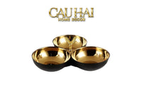 Đĩa Trái Cây 3 Ngăn Phantom Triptyque Golden Serving Trays Centerpiece-SET CHÉN DĨA-CẬU HAI HOME DECOR