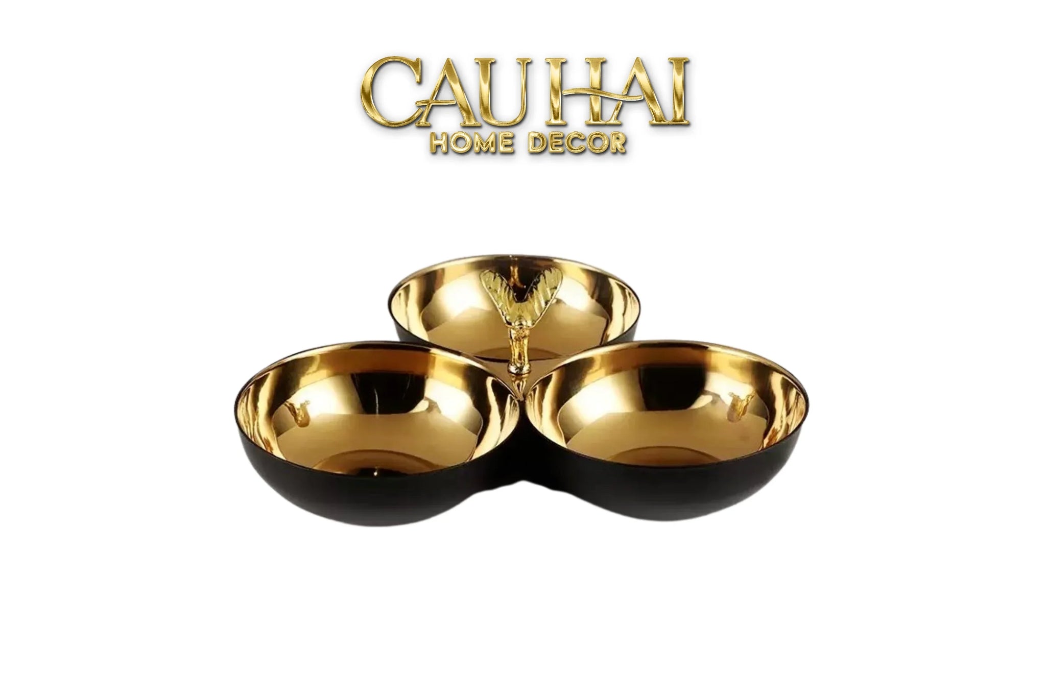 Đĩa Trái Cây 3 Ngăn Phantom Triptyque Golden Serving Trays Centerpiece-SET CHÉN DĨA-CẬU HAI HOME DECOR