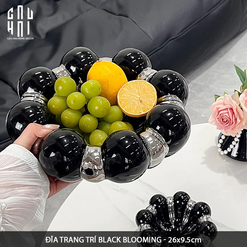Đĩa Trái Cây Gốm Sứ - Savoir Argent Blooming Fruit Bowl-Hoa Lụa-CẬU HAI HOME DECOR