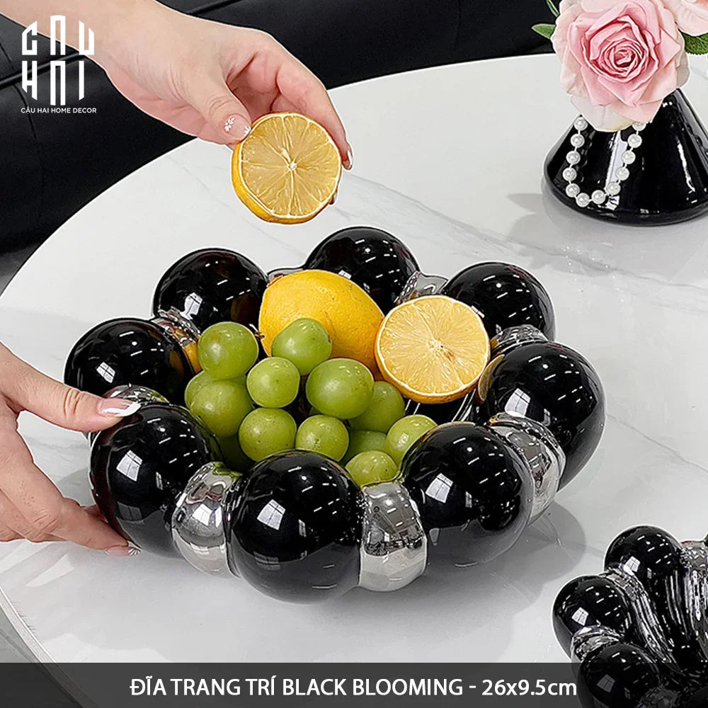 Đĩa Trái Cây Gốm Sứ - Savoir Argent Blooming Fruit Bowl-Hoa Lụa-CẬU HAI HOME DECOR
