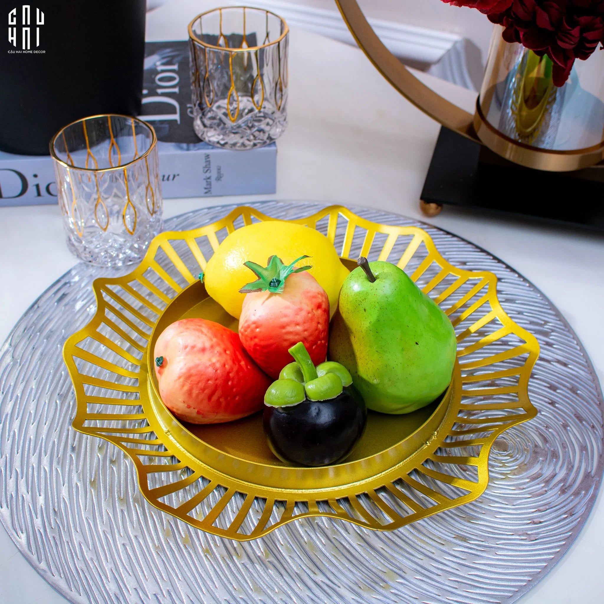 Đĩa Trái Cây Round Curves Ss25-SET CHÉN DĨA-CẬU HAI HOME DECOR