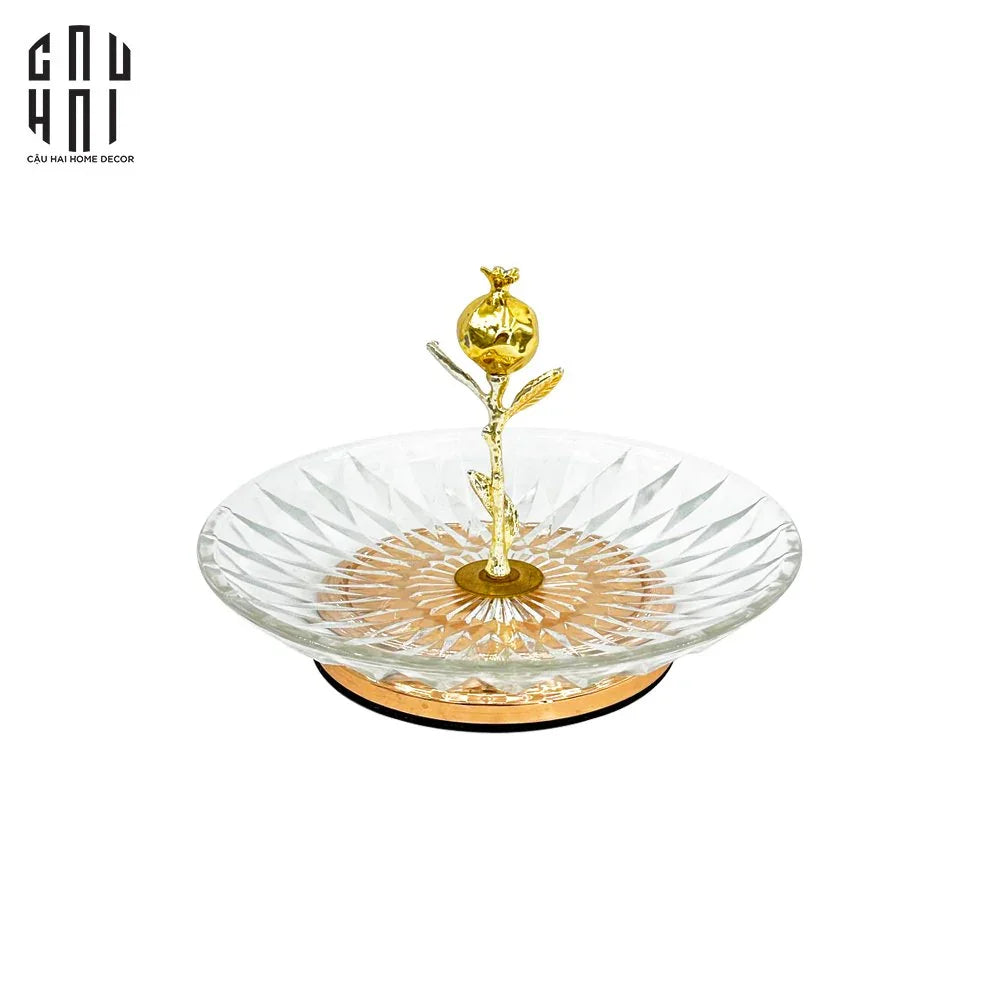 Đĩa Trái Cây Trái Lựu Thuỷ Tinh Blooming Ss25-CẬU HAI HOME DECOR